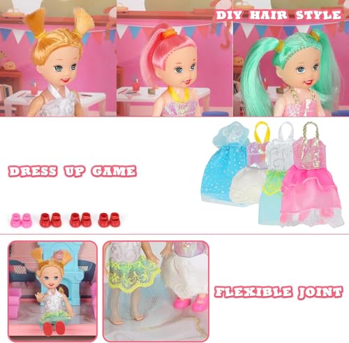 4-Story 11 Rooms Dollhouse with 4 Dolls and Furniture Set Z1606
