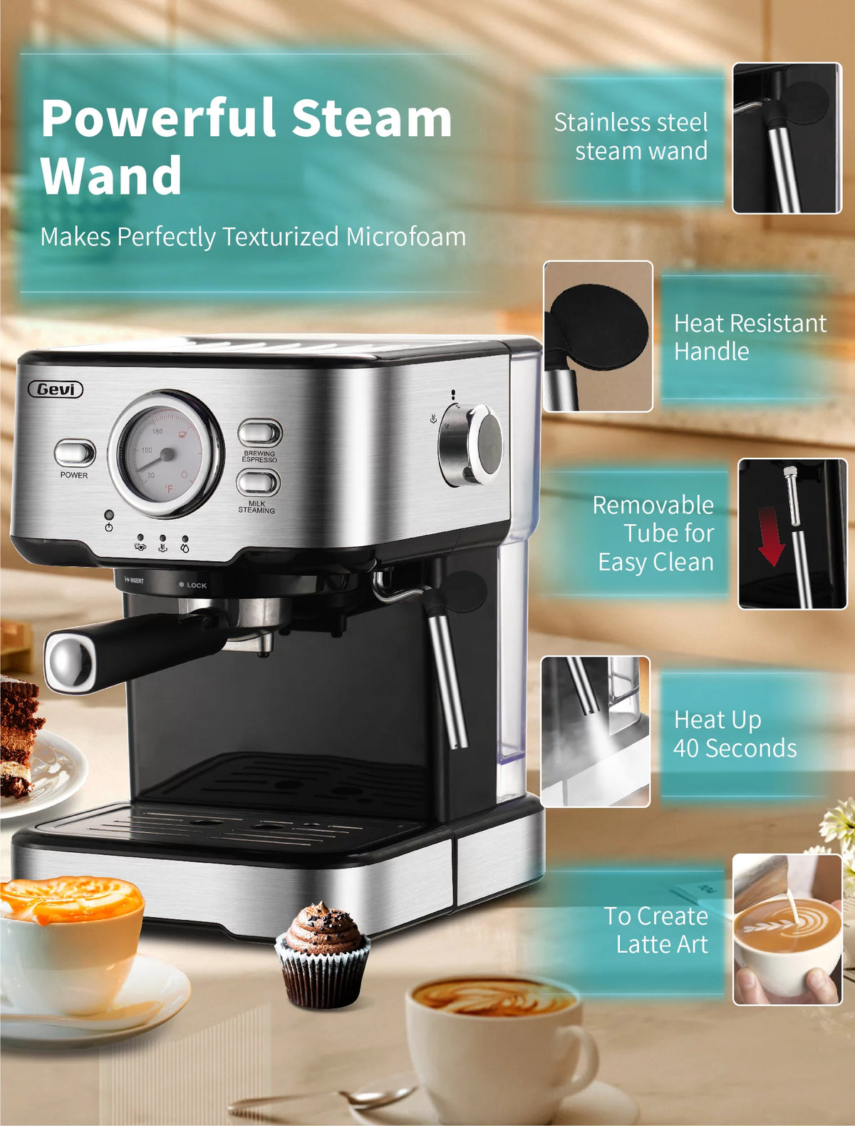 15 Bar Espresso Machine with Steamer W713