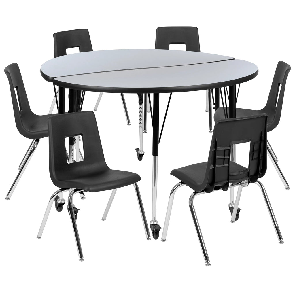 Grey Black Laminate Activity Table Set with Stack Chairs C357