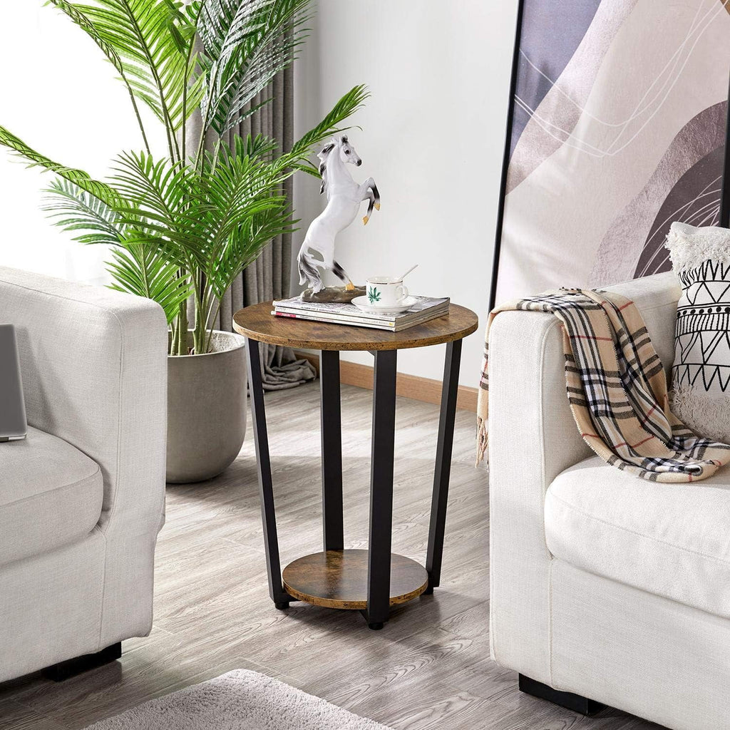 Small Round Side Table with Storage Shelf A73598