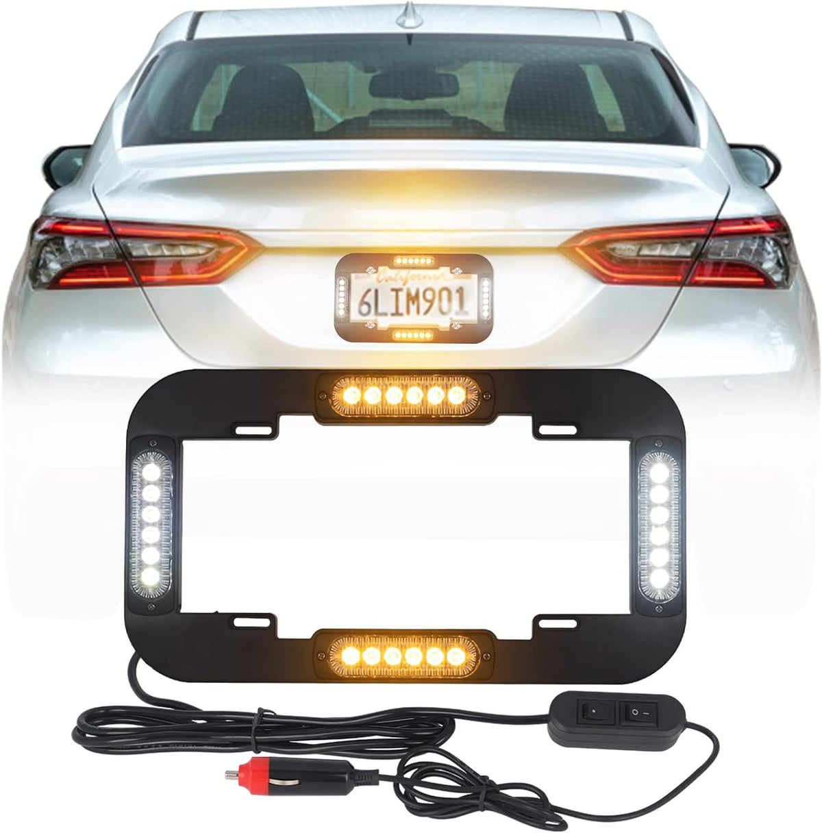 Red and Blue 13.5 inch 24 LED License Plate Strobe Lights Pack of 2 P33908