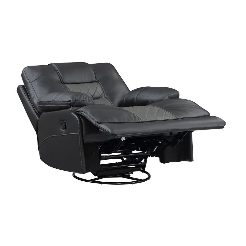 Gray Faux Leather Swivel Glider Reclining Chair D190