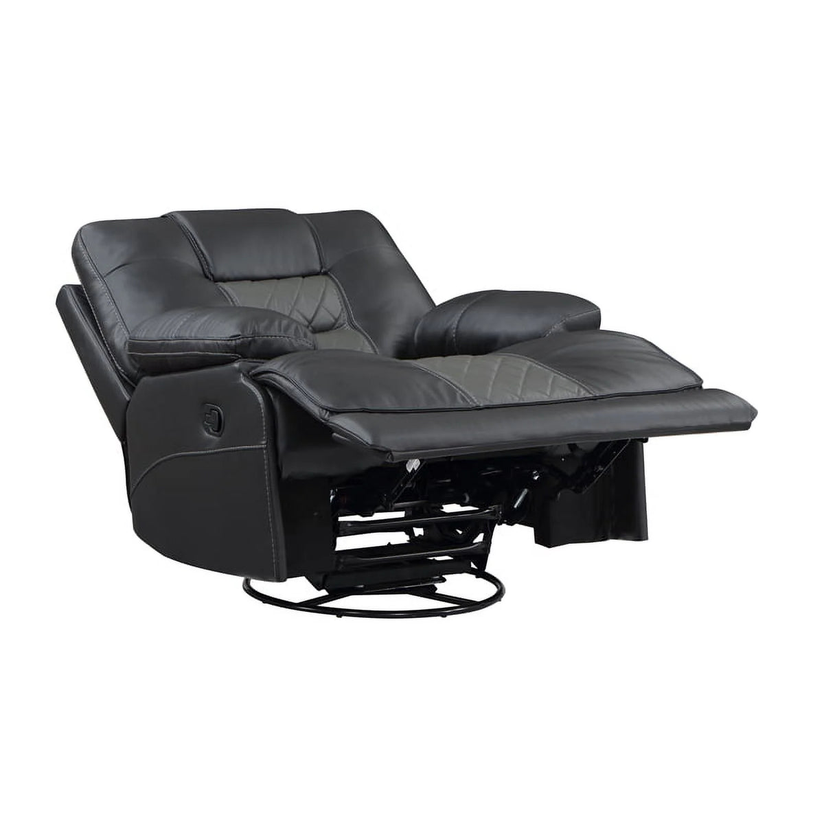 Gray Faux Leather Swivel Glider Reclining Chair D190