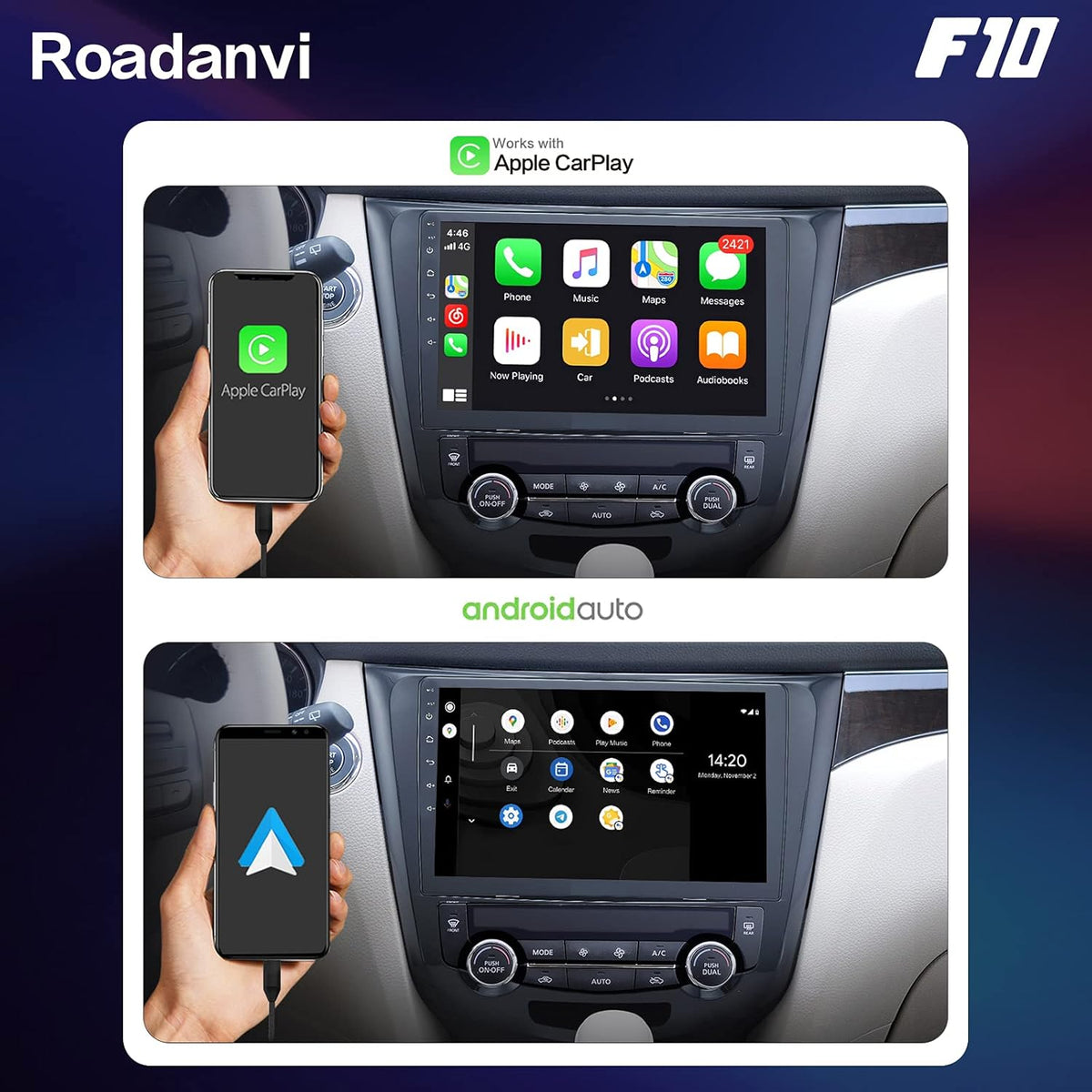 Car Stereo Bluetooth Touch Screen Radio with Carplay Android Auto E4528