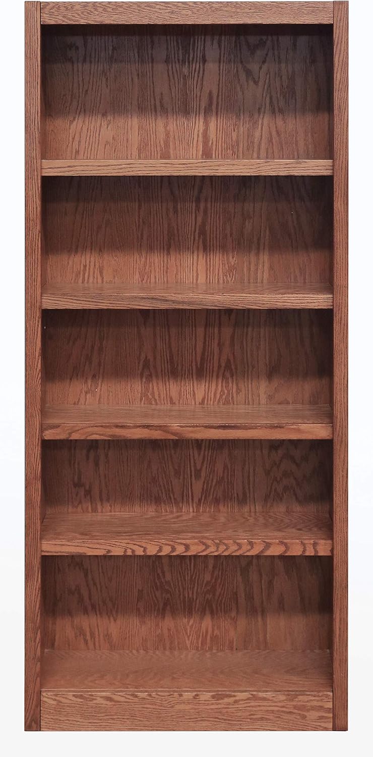 Five Shelf Bookcase 72" H Dry Oak Finish N803