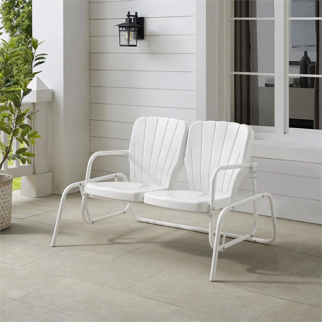 Metal Outdoor Loveseat Glider in White U675