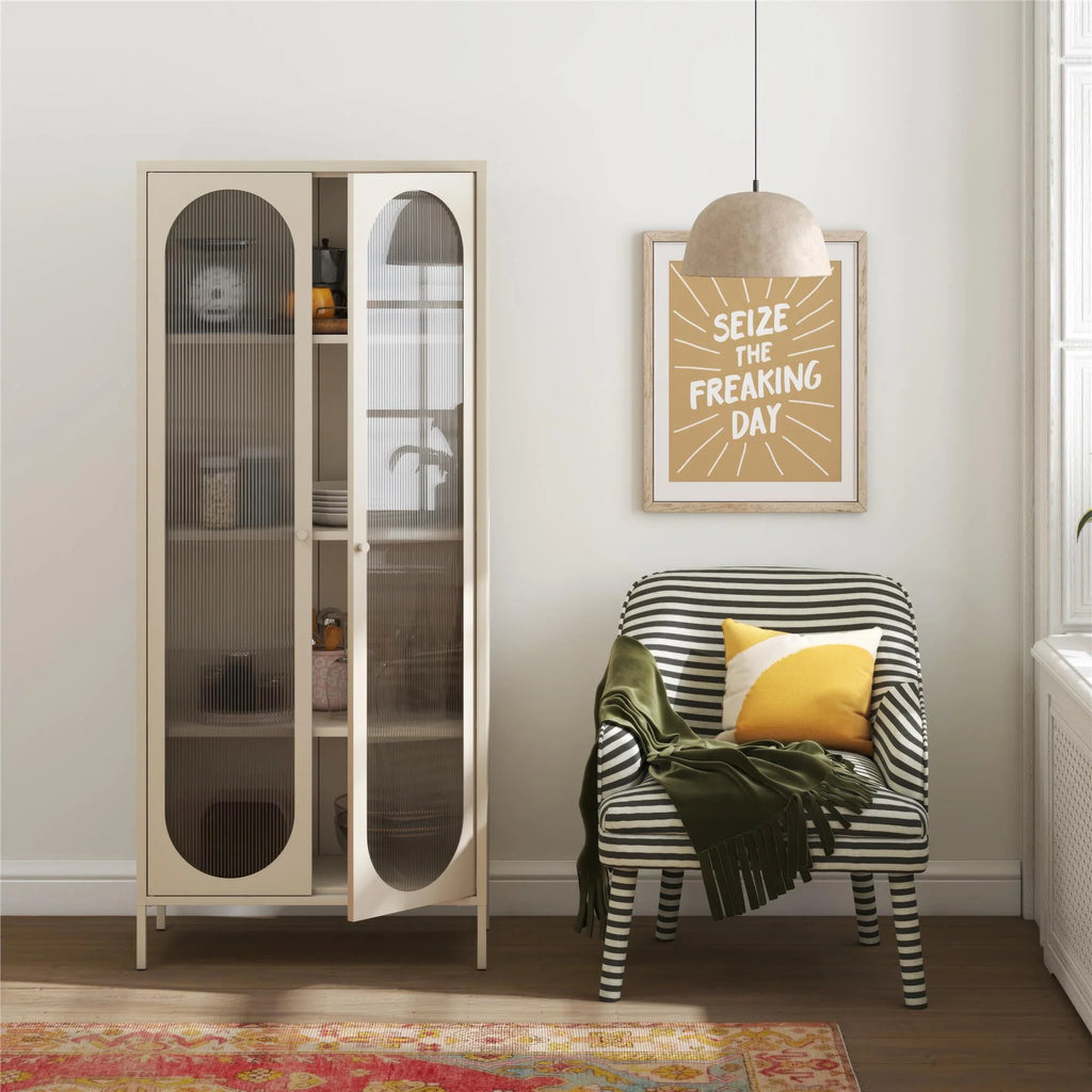 2-Door Accent Cabinet with Fluted Glass N677