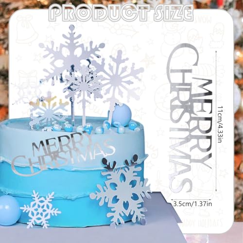 10Pcs Christmas Cake Toppers Acrylic Mirror Gold Silver R5279