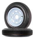 Two Trailer Tires On Rims 5.30-12 5 Hole White Spoke G110519