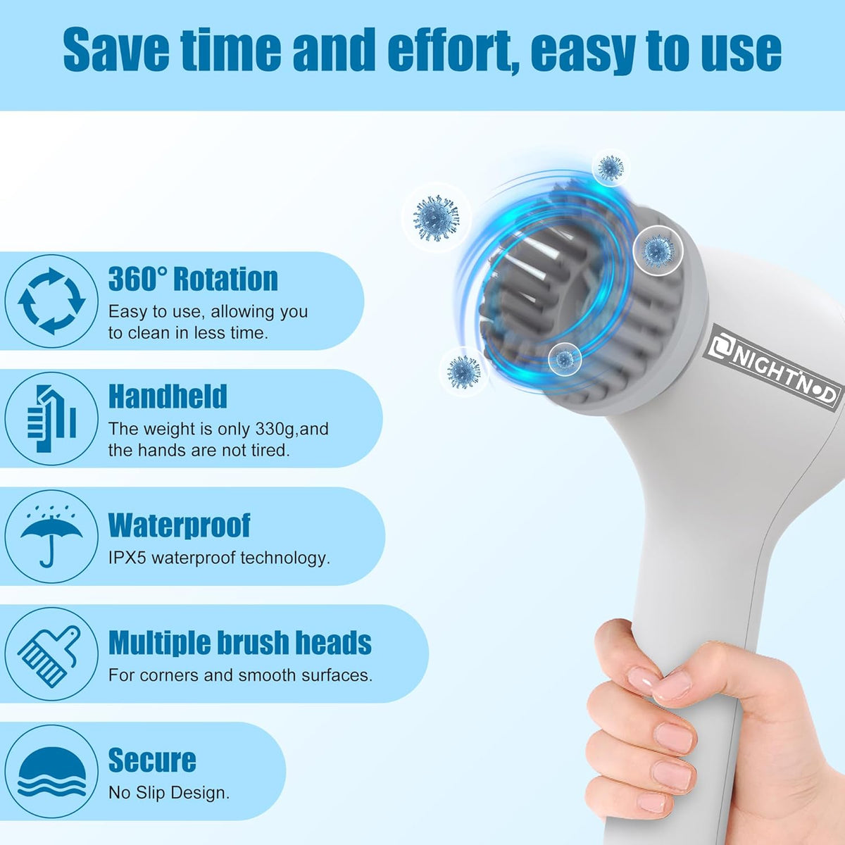 Cordless Electric Cleaning Brush with 4 Replaceable Brush Heads P713127