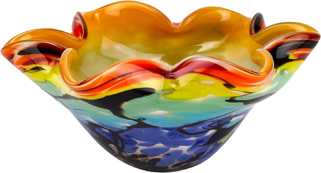 8” Mouth-Blown Art Glass Bowl E567