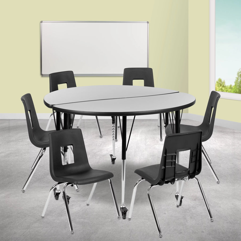 Grey Black Laminate Activity Table Set with Stack Chairs C357