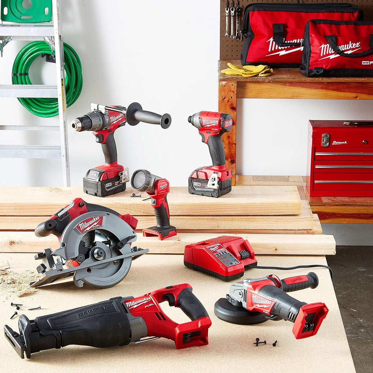 Brushless Cordless Combo Kit (6-Tool) with 5.0 Ah Batteries, Charger, Tool Bags I749