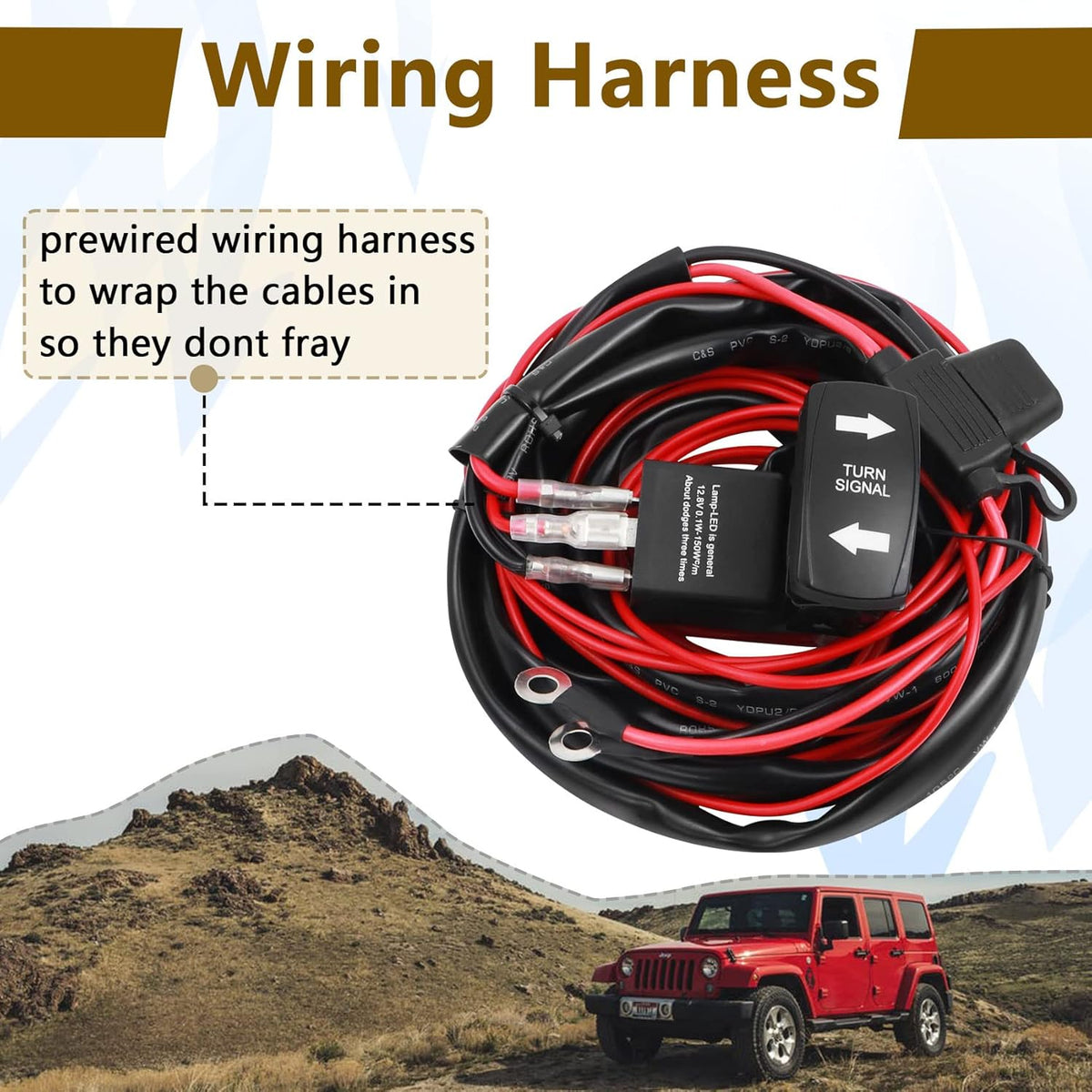Universal UTV Rocker Switch Turn Signal Kit with Wire Harness R43104