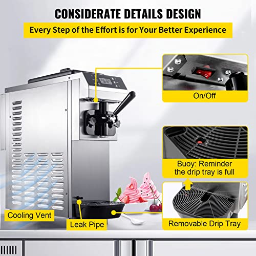Soft Serve Ice Cream Machine, 3.4 Gal/H, Single Flavor, 1200W G288