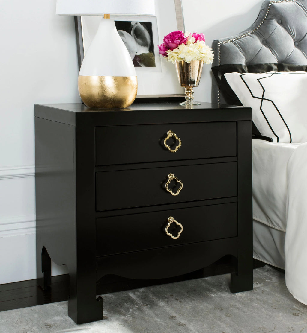Black 3 Drawer Night Stand D52963