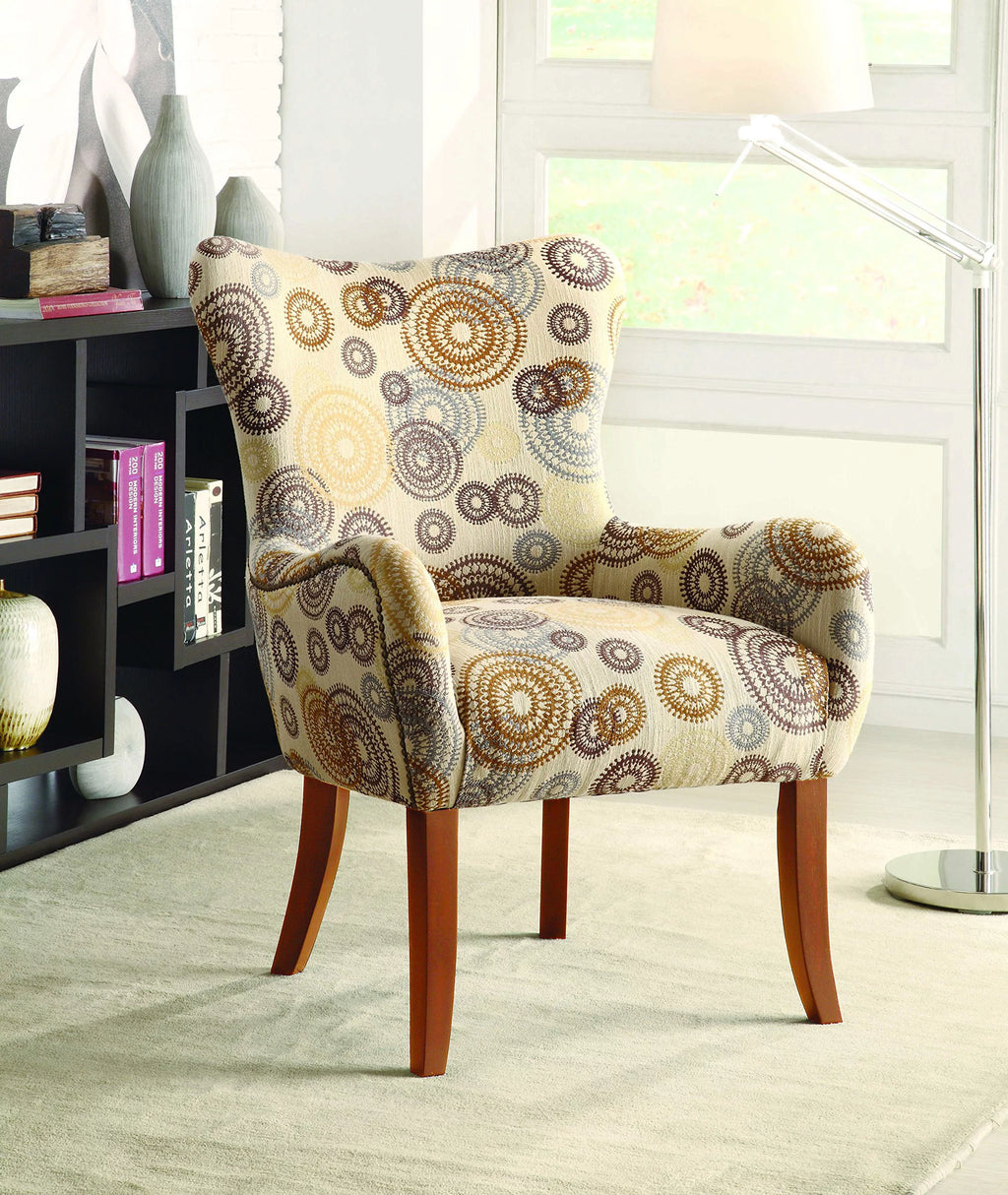 Beige Patterned Accent Chair E8380