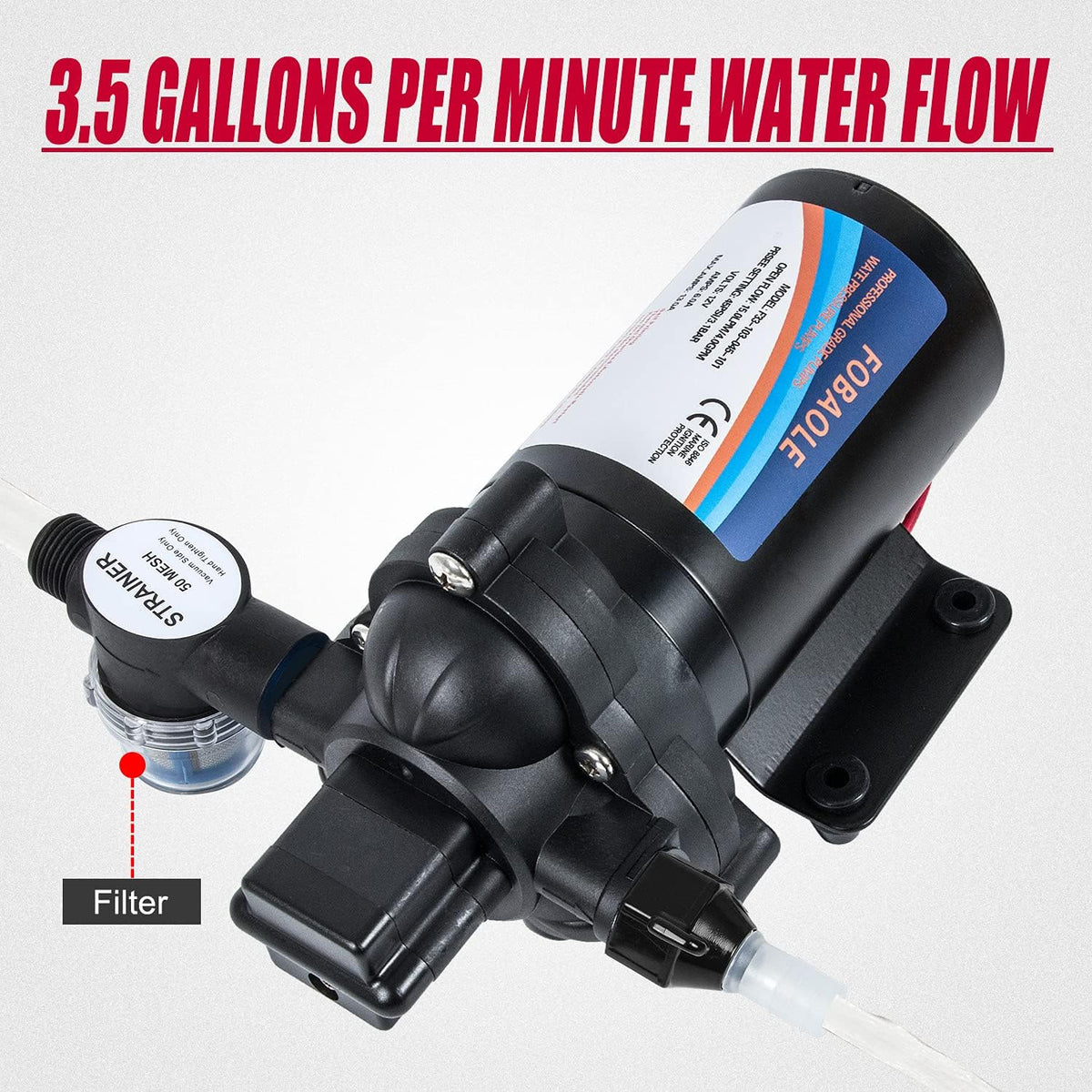 12V Fresh Water Pump with Pressure Switch 3.5 GPM 45 Psi A675103