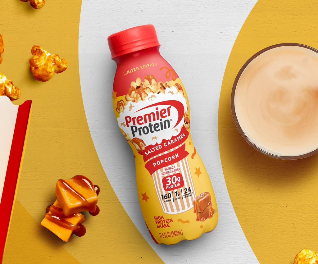 12 Pack Premier Protein Shake Salted Caramel Popcorn and Cake Batter 30g Protein 1g Sugar X465