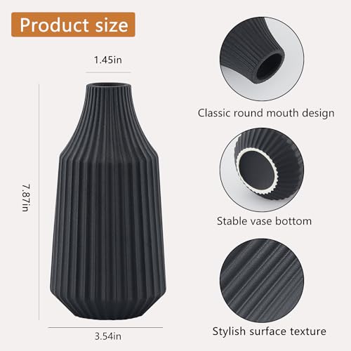 Black 8 Inch Ceramic Vase M7461