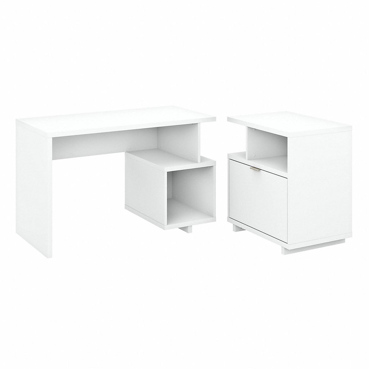 48W Writing Desk with Lateral File Cabinet Pure White N25377