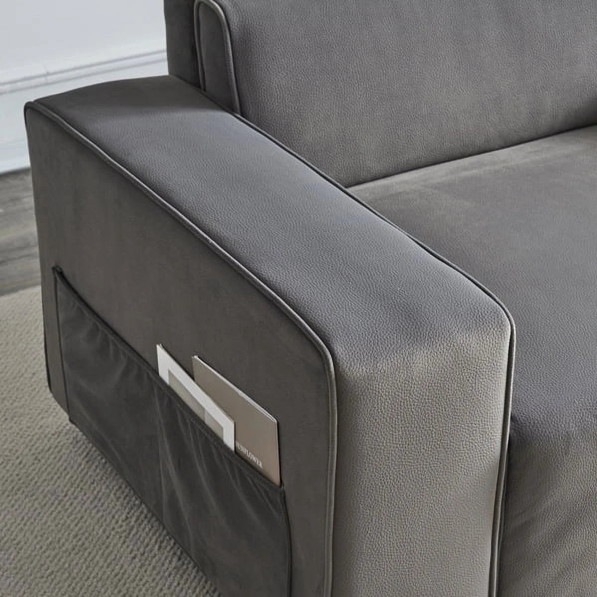 Brown Single Sofa with Side Pockets R734245