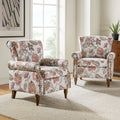 Pink Floral Upholstered Accent Armchair Set of 2 F75808