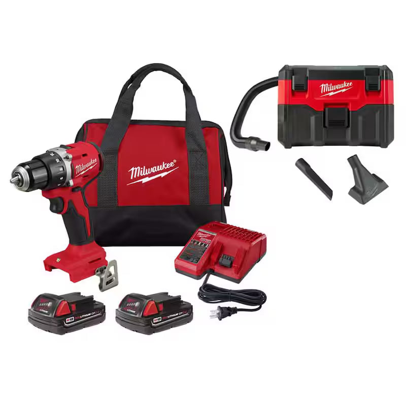 18-Volt Lithium-Ion Brushless Cordless 1/2 in. Compact Drill/Driver Kit with 2 Gal. Cordless Wet/Dry Vacuum Z930