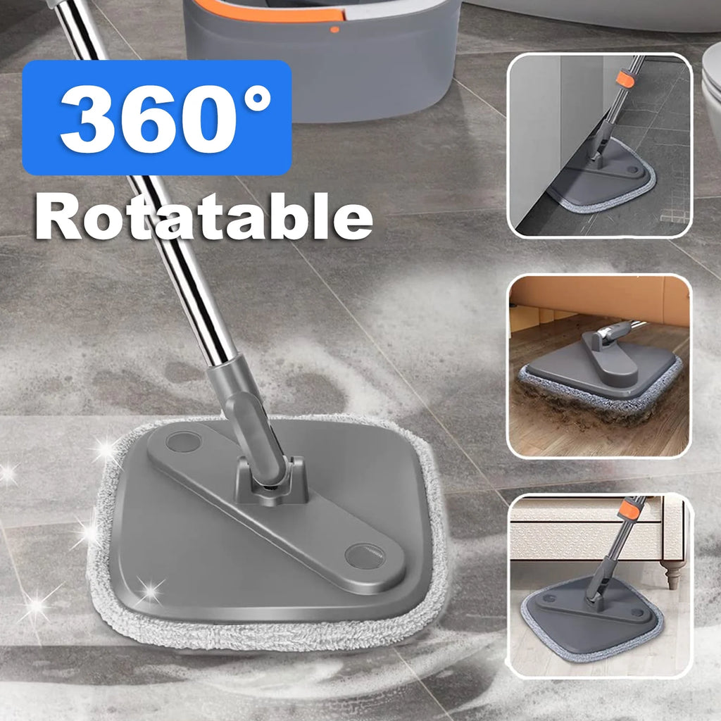 6 Packs Spin Mop and Bucket Set with Self Wringing 360° Rotating Square Mop-Head X75641