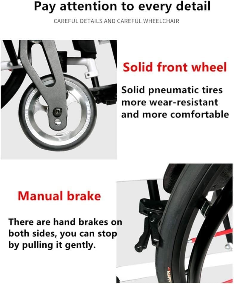 Super Lightweight Folding Aluminium Frame Wheelchair with Armrest Swing Leg Rest, Seat Width 38cm J930