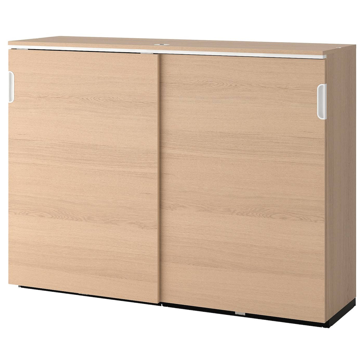 White Stained Oak Veneer Cabinet with Sliding Doors R70965
