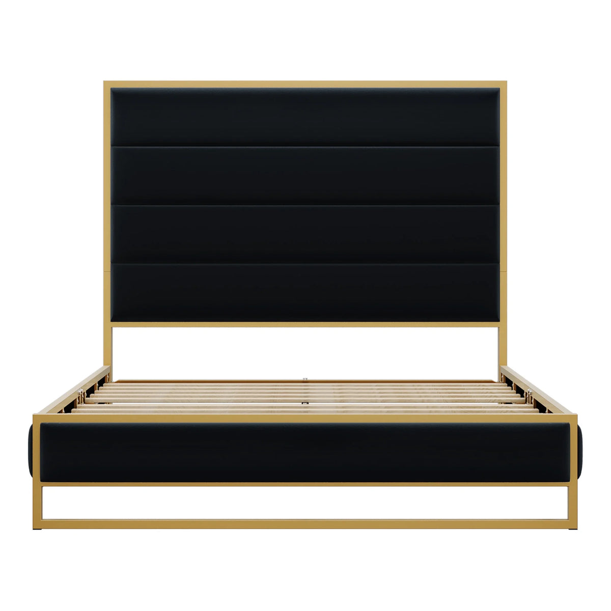 Queen Size Black Velvet Upholstered Platform Bed B80119