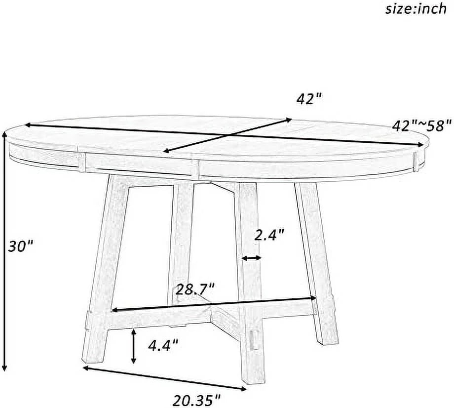 Round Extendable Wood Dining Table with 16" Leaf P3059