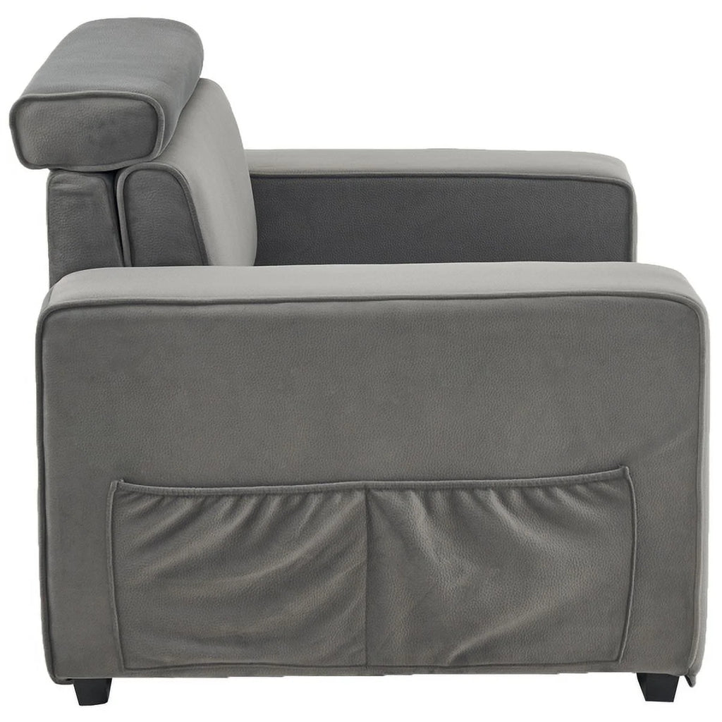 Brown Single Sofa with Side Pockets R734245
