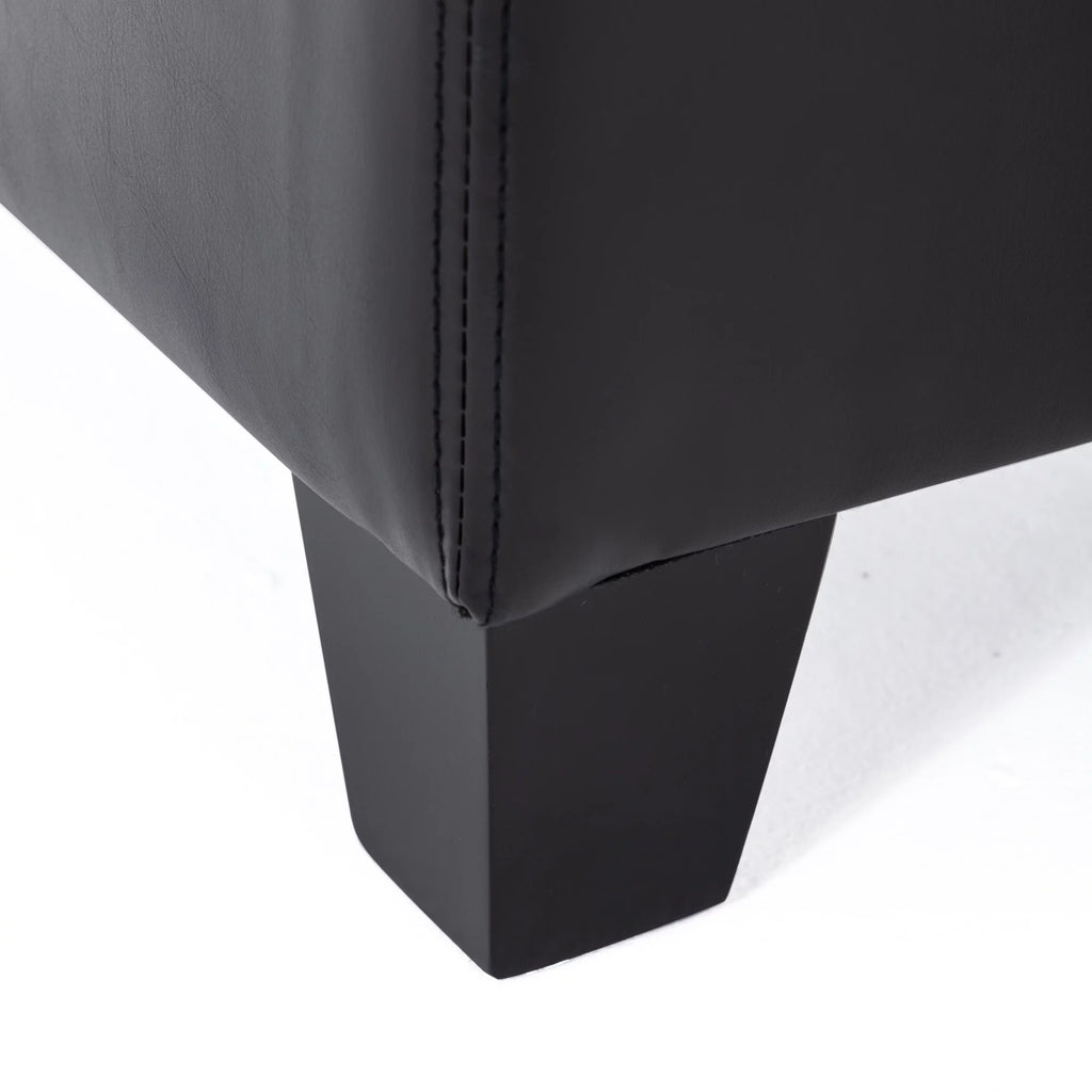 Black Faux Leather Storage Ottoman N3476