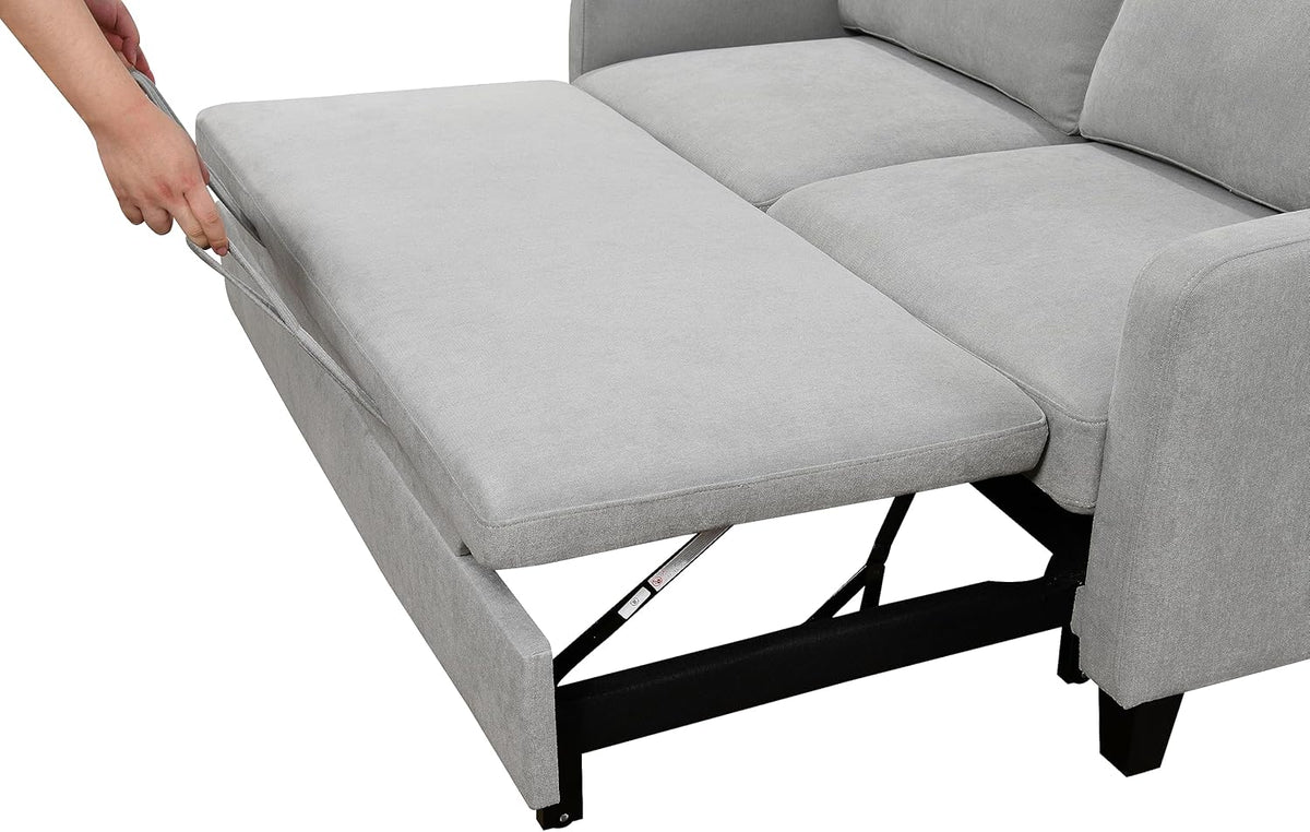 Light Gray Queen Sleeper Sofa Bed with Pullout Bed A2878