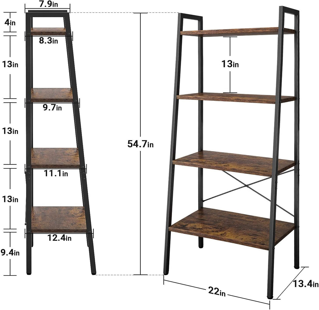 4-Tier Wood Ladder Shelf Bookcase R30238