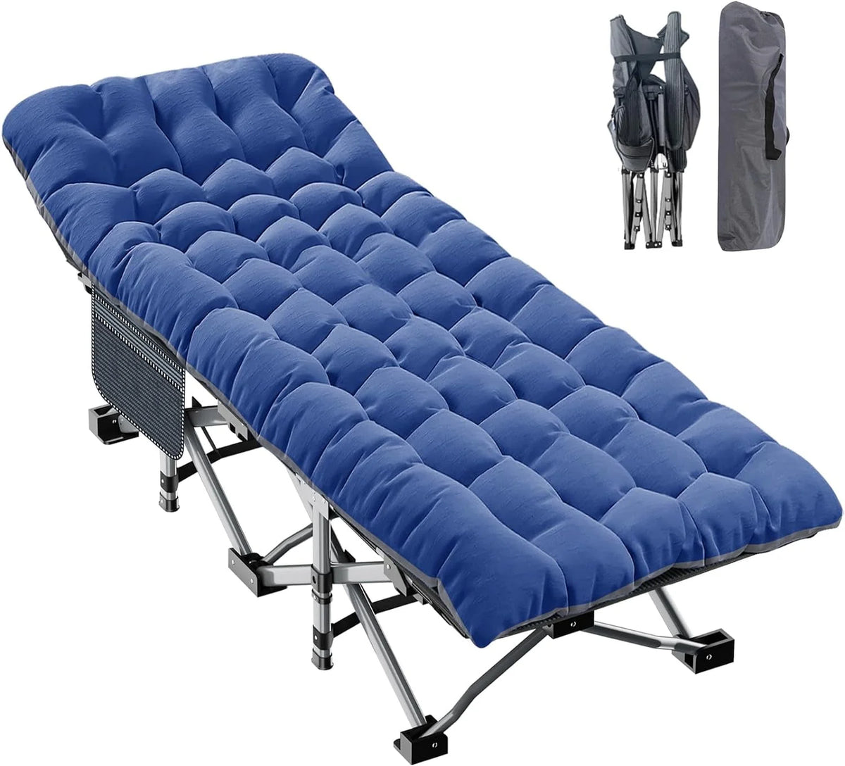 2 Pack Folding Camping Cot with Mattress and Carry Bag V9055