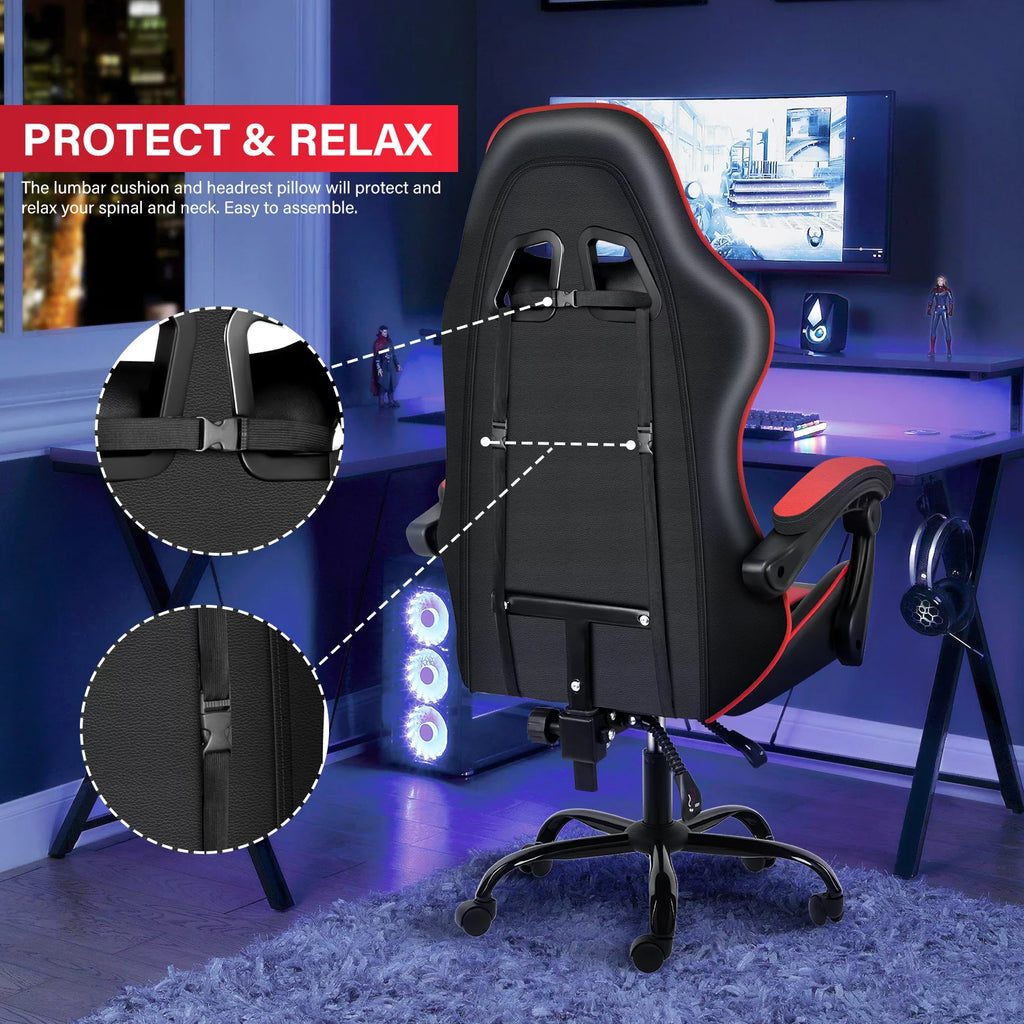 Black Red Ergonomic Adjustable Swivel Gaming Chair A214179