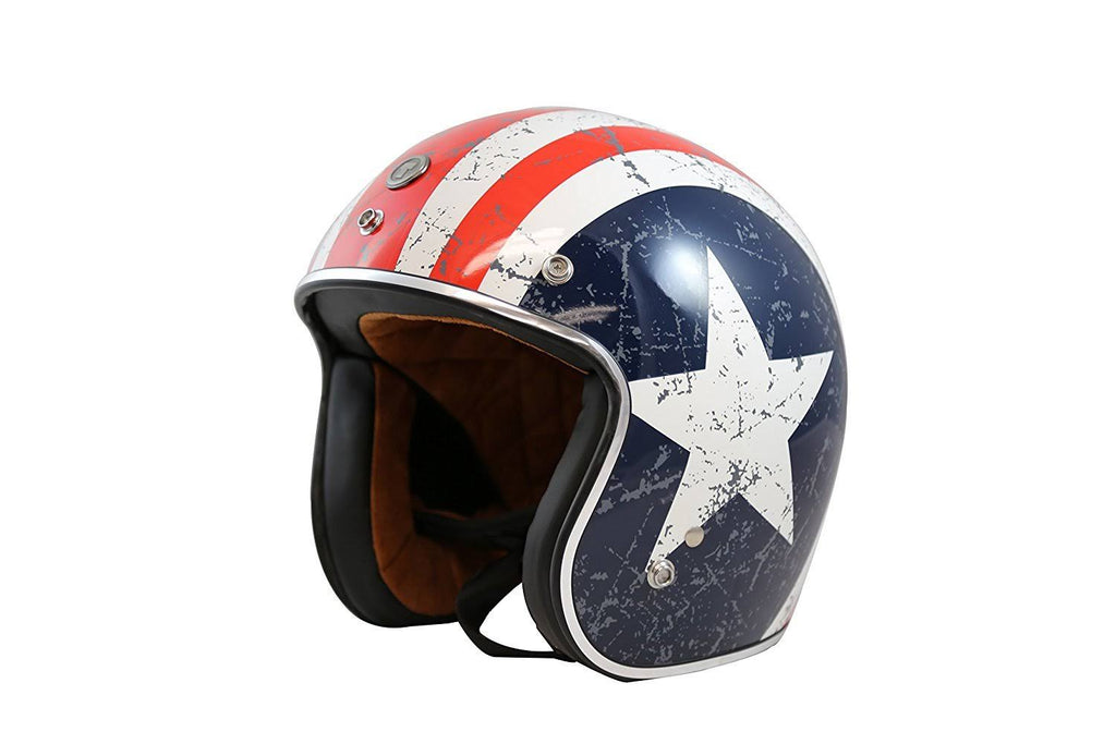 3/4 Helmet with Rebel Star Graphic (White, Medium) B3112