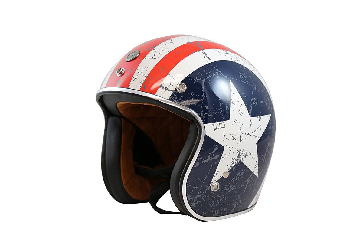 3/4 Helmet with Rebel Star Graphic (White, Medium) B3112