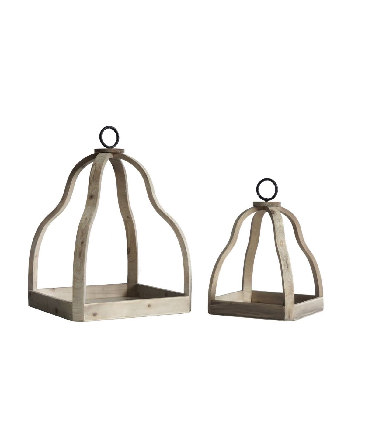 Wood Candle Trays Set of 2 R4882