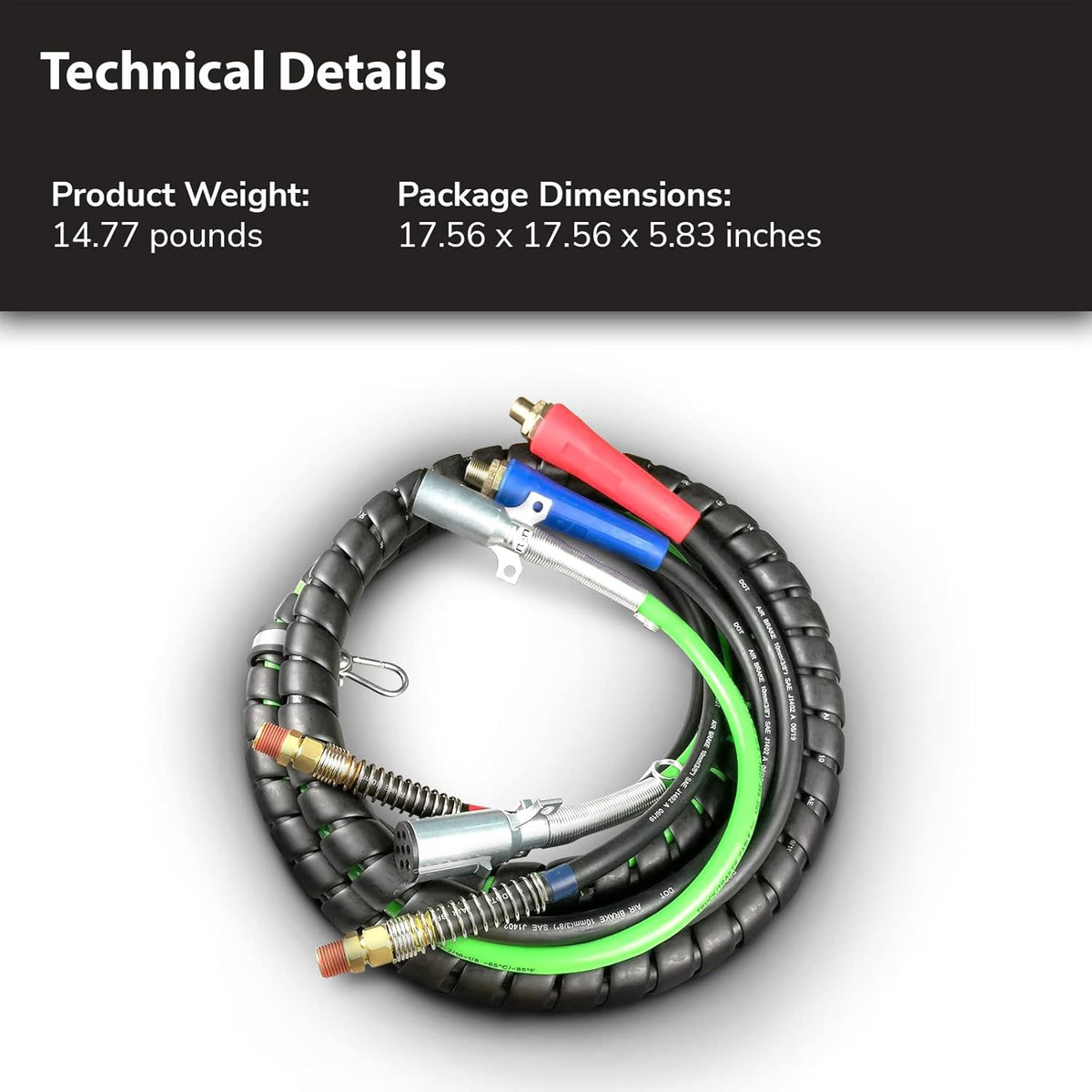 3 in 1 ABS Electrical Cord Air Line Kit 12ft Y7049