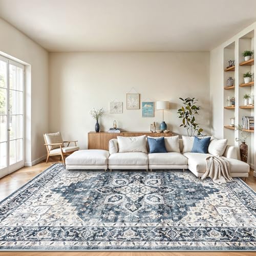 8x10 Washable Low-Profile Area Rug with Non-Slip Backing H338