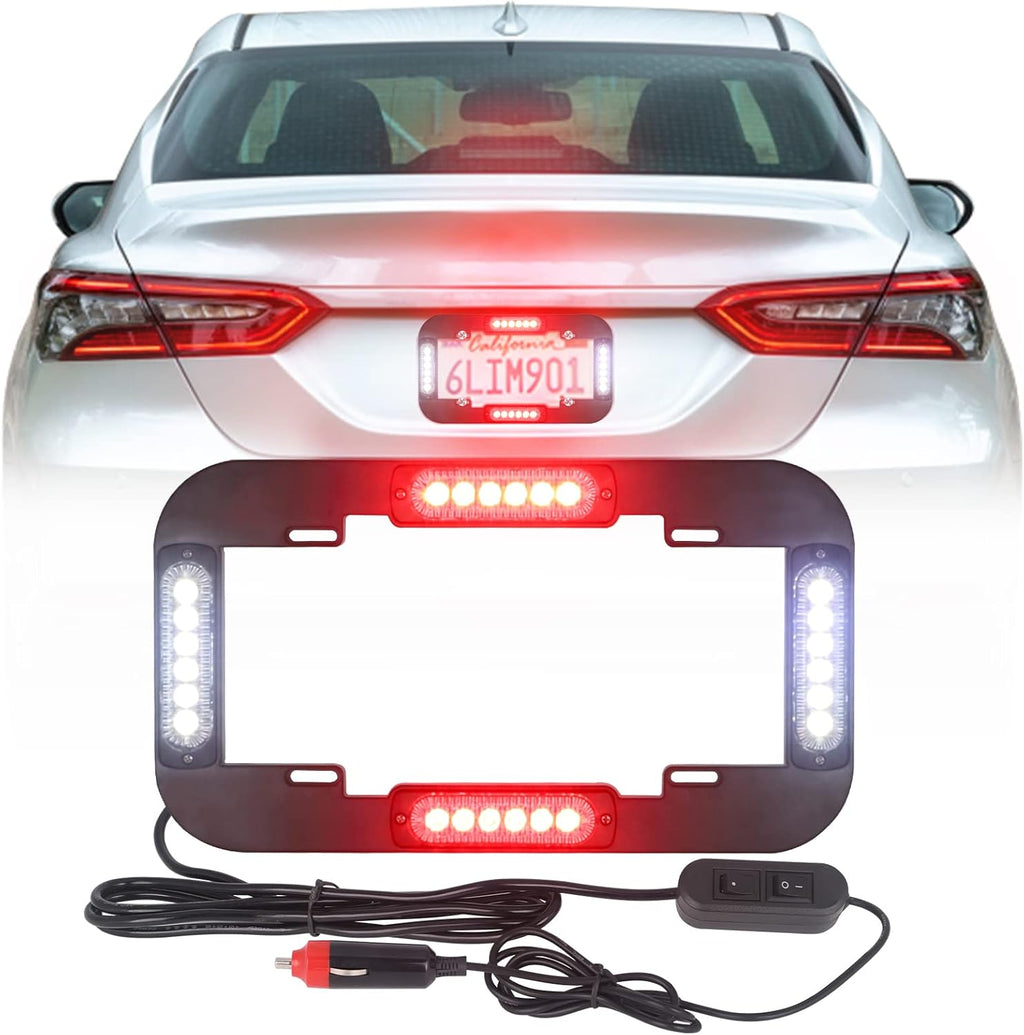 Red and Blue 13.5 inch 24 LED License Plate Strobe Lights Pack of 2 P33908