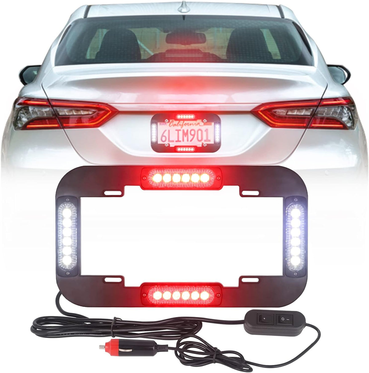Red and Blue 13.5 inch 24 LED License Plate Strobe Lights Pack of 2 P33908