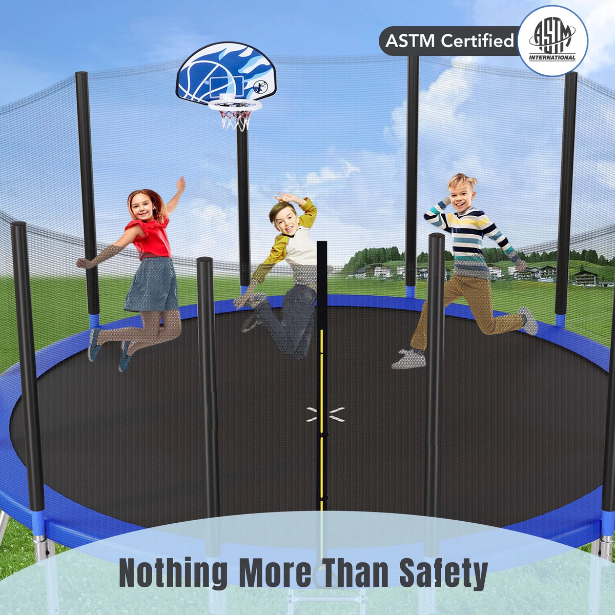 16FT Trampoline with Enclosure, Ladder, Basketball Hoop X1262