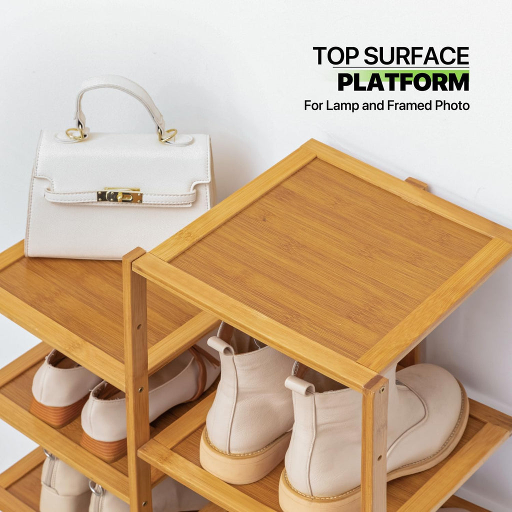 Bamboo 12-Tier Vertical Double Row Shoe Rack (Natural) R5721