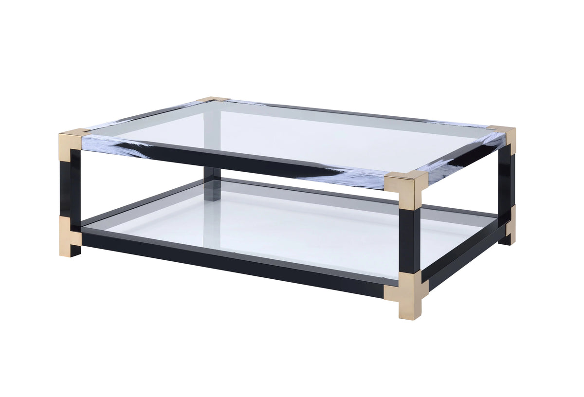 White Brushed Clear Glass Coffee Table V1551
