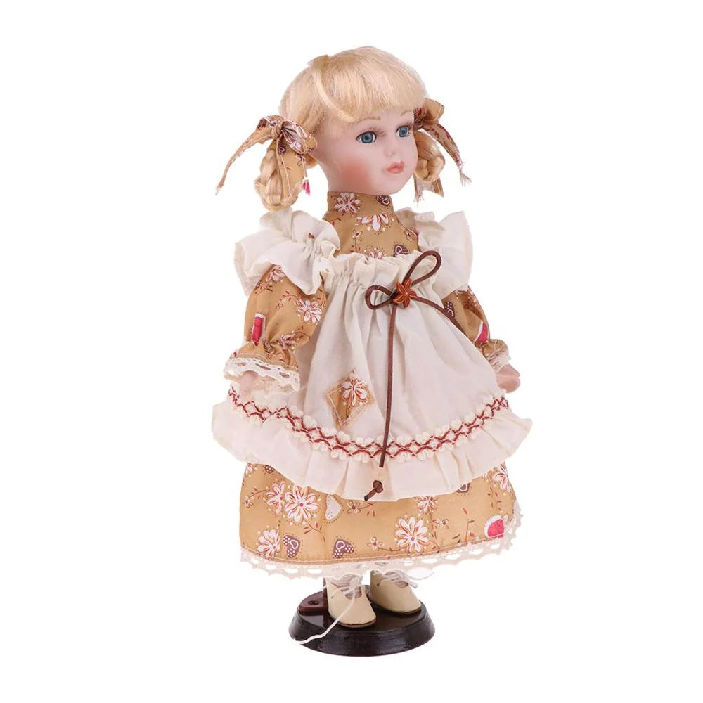 30cm Porcelain Doll Girl Figures with Stand C598
